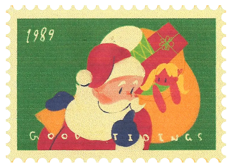 Eine Weihnachtsbriefmarke mit einem Weihnachtsmann – fürs Weihnachtskarten schreiben