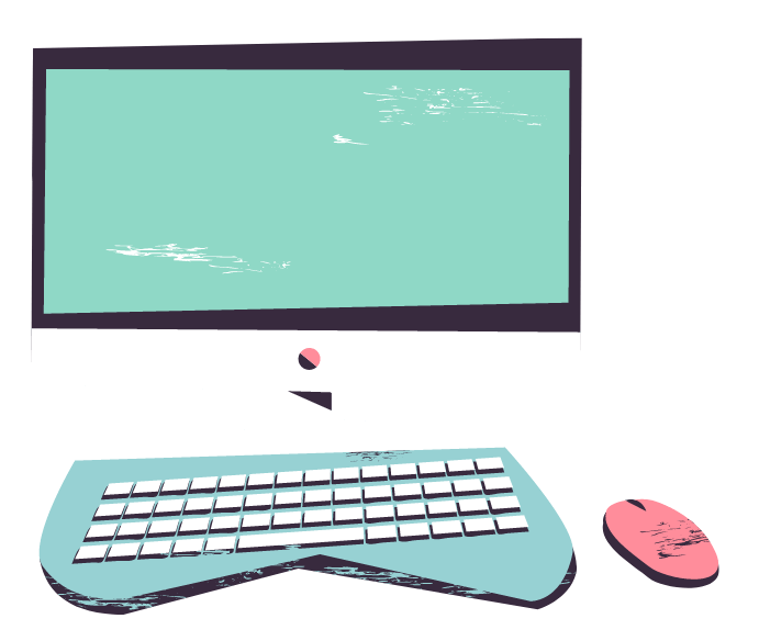 Gründerinnen: Eine Illustration von einem Computer als Symbolbild für eine Gründerin, die Comuterschulungen anbietet