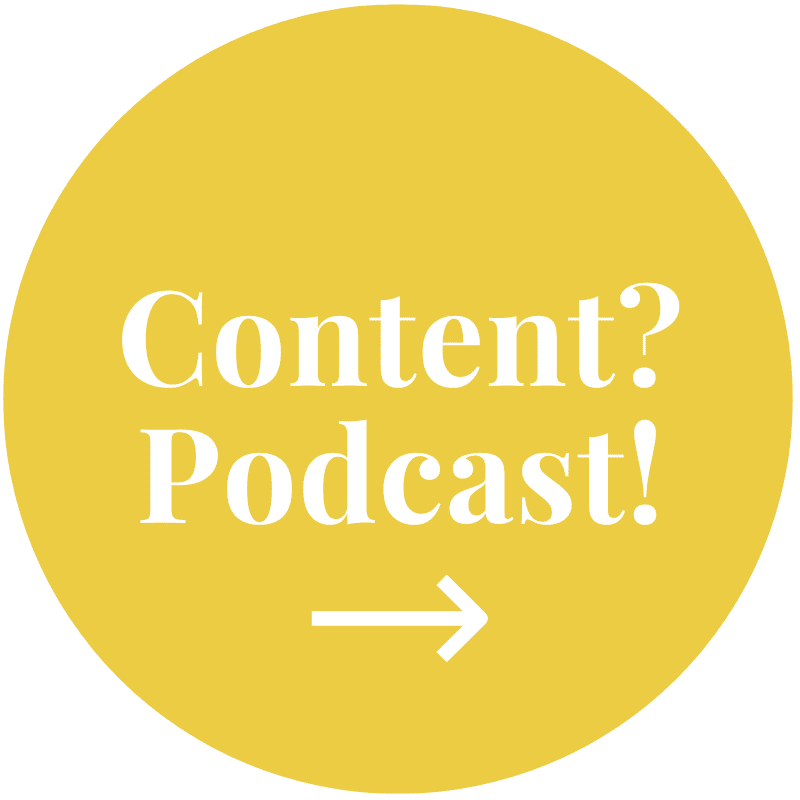 Button mit der Aufschrift "Content? Podcast"